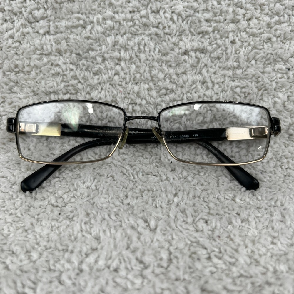 Versace 1137 Black Silver Rectangle Eyeglasses Frames 53-16-135 Italy Frame Only